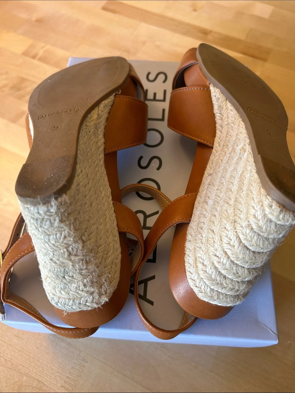 AEROSOLES Cognac Crisscross Ankle-Strap Sandals